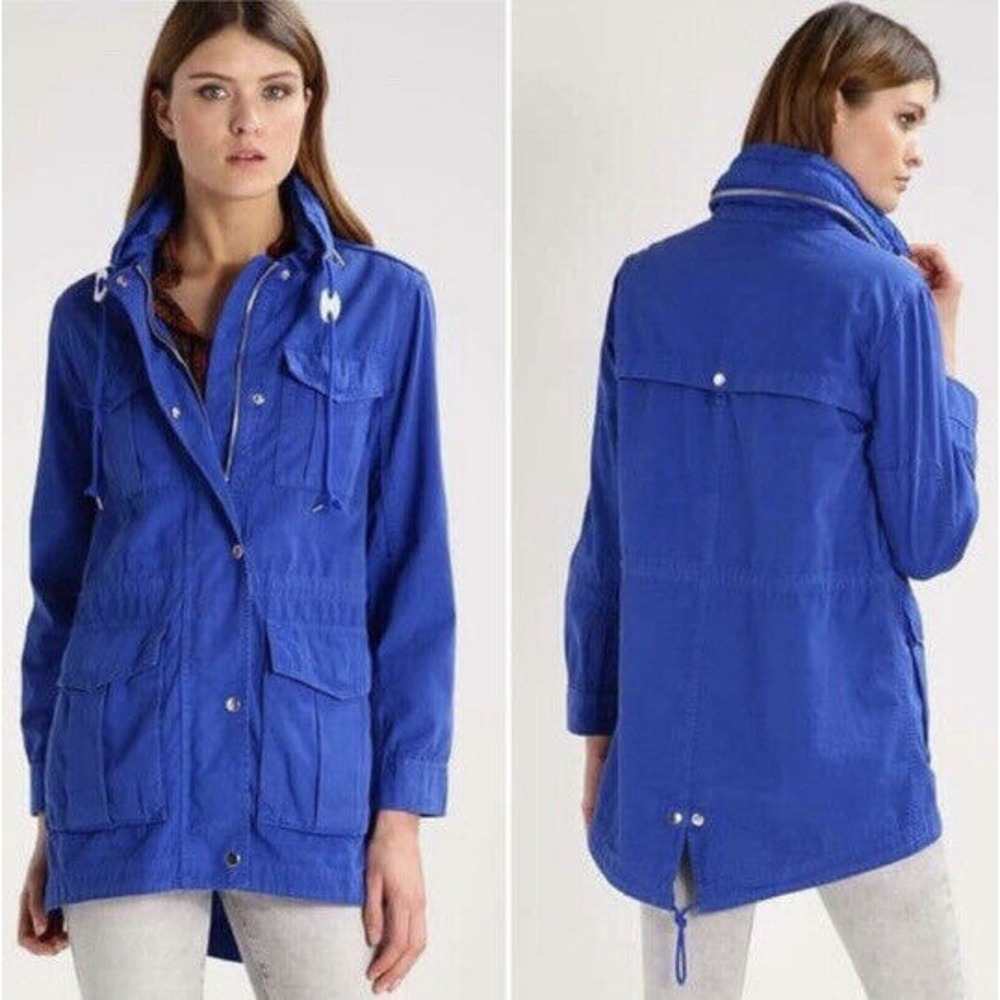 J.Crew Fatigue jacket royal blue military hooded size small